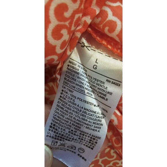 Banana Republic Size L Orange & White Keyhole Floral Halter Blouse - Picture 7 of 7